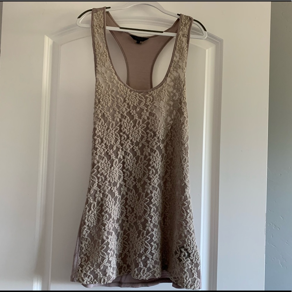 Sheer Lace Guess Racerback Tank - Large